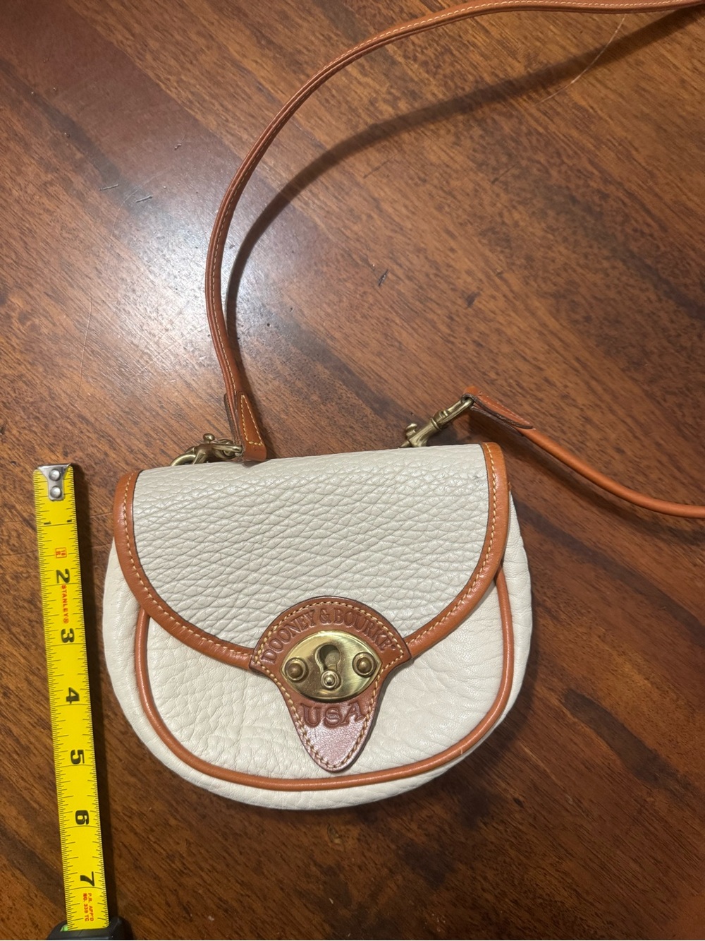 Dooney & Bourke Cream and Tan Pebbled Leather Crossbody